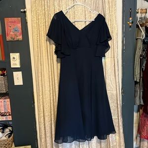 JJs House Classy Navy Tea-Length Gown